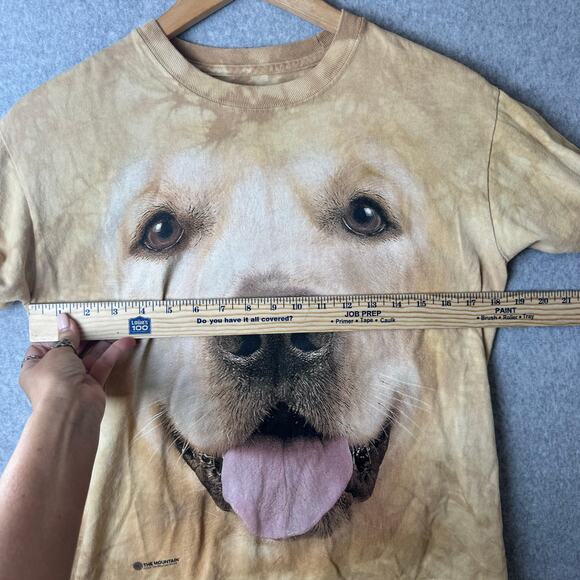 The Mountain T-Shirt Dog Graphic Women’s Size Small Tan Casual Tie Dye Boho - Picture 5 of 7